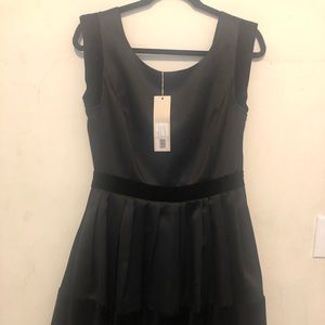 Halston Heritage Velveteen Trim & Flare Dress